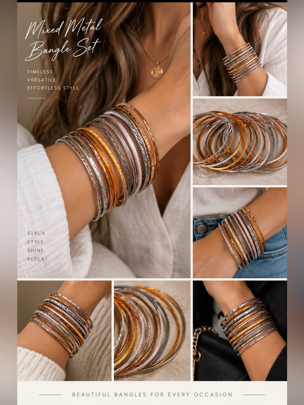 10 piece mixed metal bangle lots. Lots will vary.